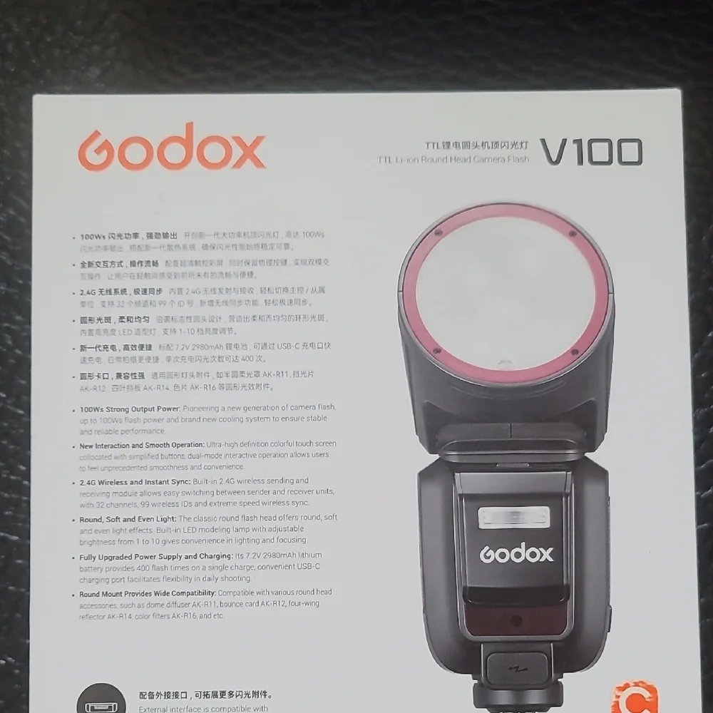 Godox V100 Black Professional Camera Flash for Canon